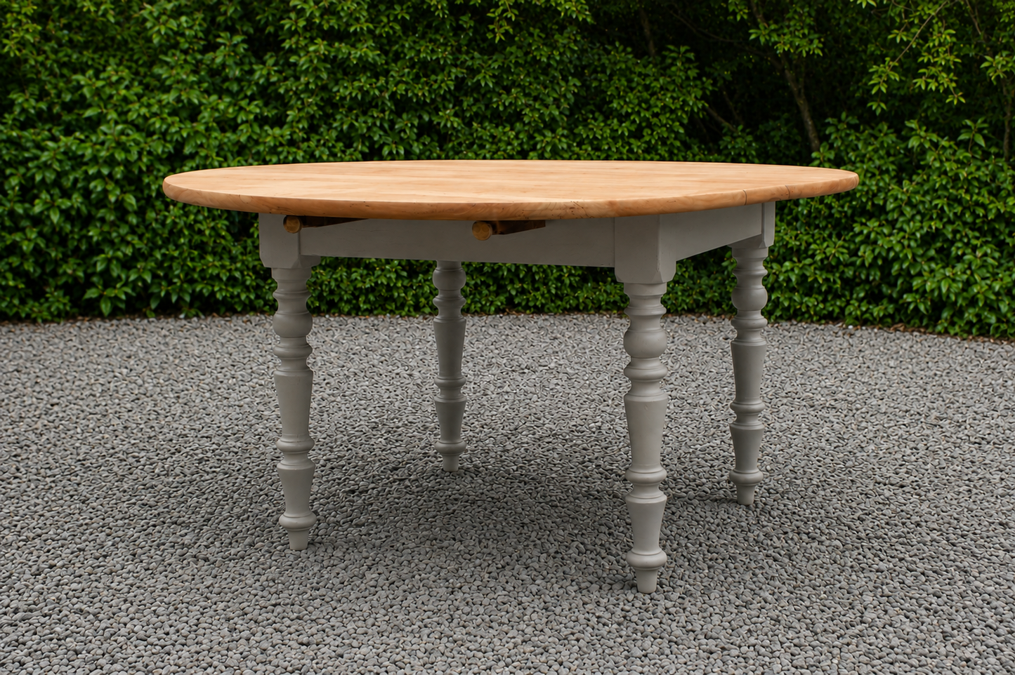 Table de ferme ronde à volets en bois massif – Ø 130 cm