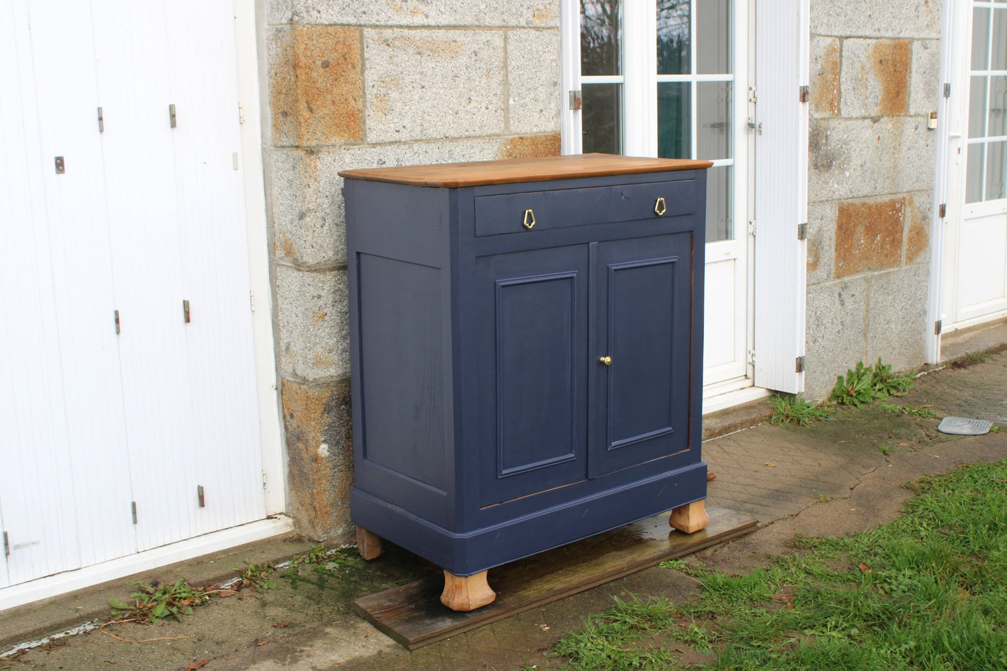 Buffet en bois massif bleu de Sèvres